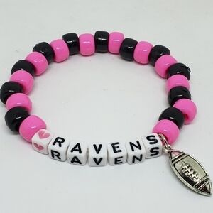 Love Baltimore Ravens Beaded Sports Charm Bracelet